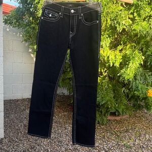 True Religion - Ricky Relaxed Straight Leg Black Jeans, 34” inseam.